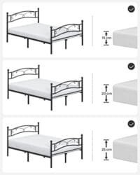Vasagle dubbelsäng ram, metall säng ram, passar 140 x 190 cm madrass, svart 6 Vasagle dubbelsäng ram, metall säng ram, passar 140 x 190 cm madrass, svart - Bild 6