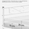 Vit metall sängram för 140x190 cm madrass, justerbar för olika behov.