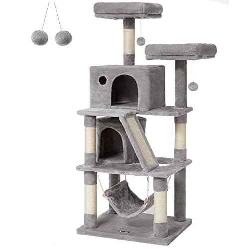 Cat Tree, Cat Condo med 2 Katthålor, 155 Cm, Ljusgrå 1 Cat Tree, Cat Condo med 2 Katthålor, 155 Cm, Ljusgrå