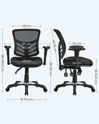Songmics OBN52BK Kontorsstol, Ergonomisk Vridstol, Mesh Skrivbord, Justerbar Stolshöjd, Ryggstöd, 3 Justeringsspakar, Svankstöd och Justerbart Armstöd, Tillverkad av PU 6 Songmics OBN52BK Kontorsstol, Ergonomisk Vridstol, Mesh Skrivbord, Justerbar Stolshöjd, Ryggstöd, 3 Justeringsspakar, Svankstöd och Justerbart Armstöd, Tillverkad av PU - Bild 6