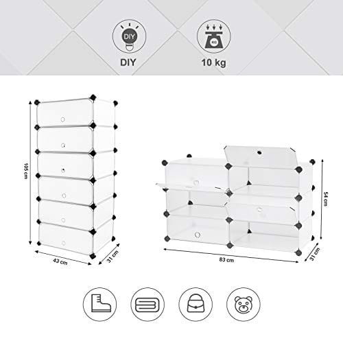 Songmics 6 kuber sammankopplade skoställ Skåp Garderob Stående Förvaring Organiseringsboxar Campingskåp Hyllor 43 x 31 x 105 cm LPC06W 5 Songmics 6 kuber sammankopplade skoställ Skåp Garderob Stående Förvaring Organiseringsboxar Campingskåp Hyllor 43 x 31 x 105 cm LPC06W - Bild 5