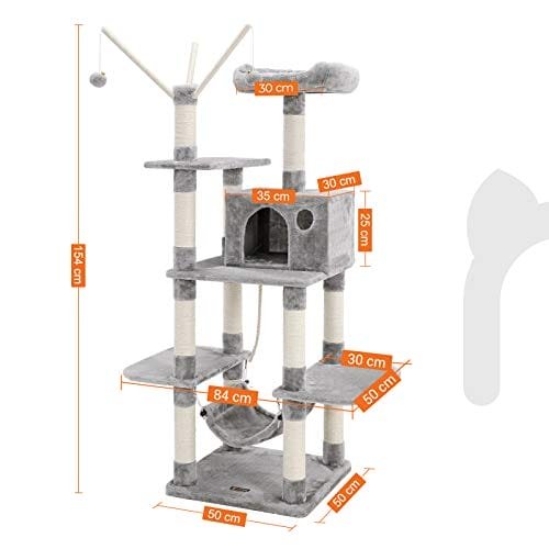 Feandrea kattträd, kattlägenhet med hängmatta, abborre, katttorn, ljusgrå 5 Feandrea kattträd, kattlägenhet med hängmatta, abborre, katttorn, ljusgrå - Bild 5