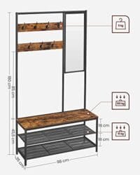 Vasagle Coat Rack Stand, Industrial, Rustic Brown och Svart 5 Vasagle Coat Rack Stand, Industrial, Rustic Brown och Svart - Bild 5