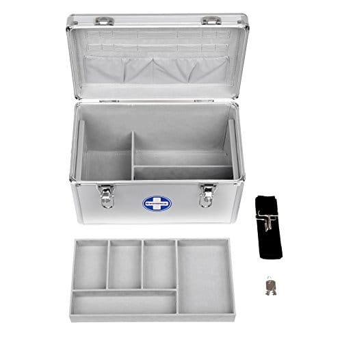 Songmics Första hjälpen-väska Medicin Förvaring Pillbox Läkemedelsmedicin med bärhandtag Bärrem Aluminiumstänger Abs Silvery JBC362S 2 Songmics Första hjälpen-väska Medicin Förvaring Pillbox Läkemedelsmedicin med bärhandtag Bärrem Aluminiumstänger Abs Silvery JBC362S - Bild 2