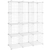 Vit 12-cubes wire grid förvaringshylla för organiserad förvaring.