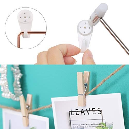 Songmics rutnätspaneler, fotoväggdisplay, metallnätväggdekor, gör-det-själv, hängande tavelvägg, S-krok, klämma, hampsnöre, set med 2, roséguld LPP01DR 6 Songmics rutnätspaneler, fotoväggdisplay, metallnätväggdekor, gör-det-själv, hängande tavelvägg, S-krok, klämma, hampsnöre, set med 2, roséguld LPP01DR - Bild 6