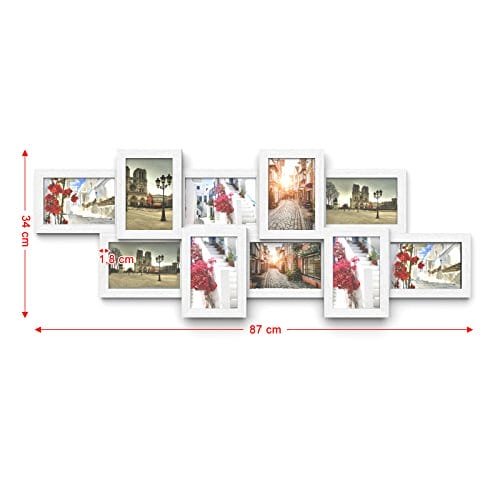 Fotoram Collage För 10 Foton i 4" X 6" (10 X 15 Cm) Bildram Väggmonterad, Montering Krävs, Vit Trä Ådring 7 Fotoram Collage För 10 Foton i 4" X 6" (10 X 15 Cm) Bildram Väggmonterad, Montering Krävs, Vit Trä Ådring - Bild 7
