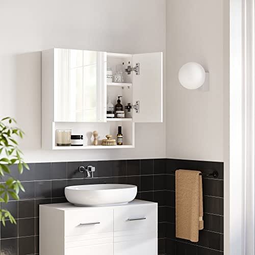 Vasagle BBK122W01 Spegelskåp, badrumsskåp med höj- och sänkbara hyllplan, dörr och topppanel med högglansyta, badrum, 54 x 15 x 55 cm, vit 2 Vasagle BBK122W01 Spegelskåp, badrumsskåp med höj- och sänkbara hyllplan, dörr och topppanel med högglansyta, badrum, 54 x 15 x 55 cm, vit - Bild 2