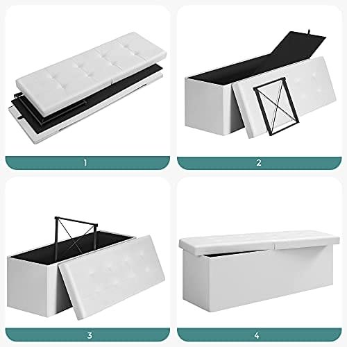 Songmics 120L Folding Ottoman Bänk Förvaringslåda Förvaringskub Vipplock Skobänk Fotpall Lastkapacitet på 300 kg Vit 110 x 38 x 38 cm LSF75WT 5 Songmics 120L Folding Ottoman Bänk Förvaringslåda Förvaringskub Vipplock Skobänk Fotpall Lastkapacitet på 300 kg Vit 110 x 38 x 38 cm LSF75WT - Bild 5