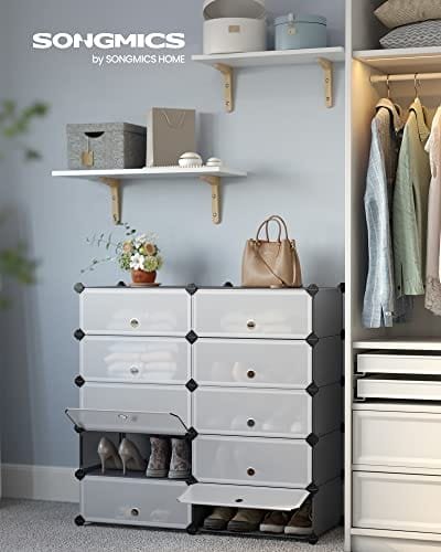 Songmics Interlocking Shoe Rack, förvarings organisator, 10 plats, förvaringshylla, grå 2 Songmics Interlocking Shoe Rack, förvarings organisator, 10 plats, förvaringshylla, grå - Bild 2