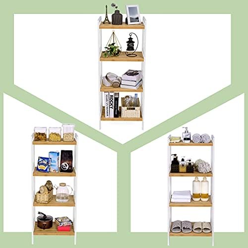 Songmics bambuhylla, kökshyllor, badrumshylla, bokhylla, 4 hyllor 45 x 31,5 x 110 cm, naturvit 6 Songmics bambuhylla, kökshyllor, badrumshylla, bokhylla, 4 hyllor 45 x 31,5 x 110 cm, naturvit - Bild 6