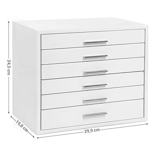 Songmics träsmyckeskrin, 6-lagers smyckeskåp, för halsband, armband, klockor, vit 4 Songmics träsmyckeskrin, 6-lagers smyckeskåp, för halsband, armband, klockor, vit - Bild 4