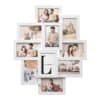 Väggmonterad fotogalleri med 10 personliga bilder i vit ram.