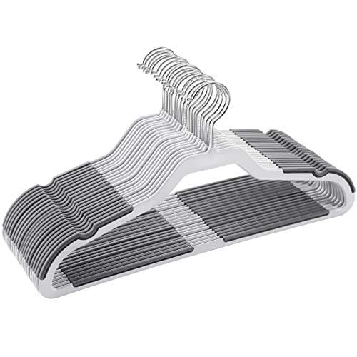 Songmics 20-pack kostymhängare, design med platt huvud med 360° vridbar krok, grå 1 hängare