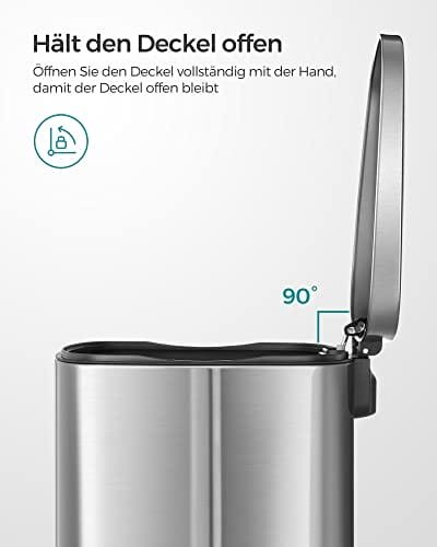 Songmics Kitchen Pedal Bin, återvinningskärl, 50L skräpavfallsfack, gångjärnslock, silver 5 Songmics Kitchen Pedal Bin, återvinningskärl, 50L skräpavfallsfack, gångjärnslock, silver - Bild 5