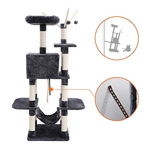 Cat Tree, Cat Condo med Hängmatta, Cat Tower, Smoke Grey 4 Cat Tree, Cat Condo med Hängmatta, Cat Tower, Smoke Grey - Bild 4