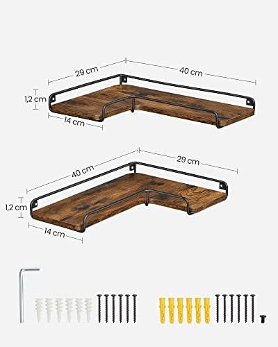 Vasagle L-formad hörnhylla, vägghylla - Rustik brun 4 Vasagle L-formad hörnhylla, vägghylla - Rustik brun - Bild 4