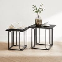 Vasagle Let330b16 sidobord, soffbord, set om 2, vardagsrumsbord, soffbord, stålstomme, bordsskiva som bricka, för små utrymmen, svart 6 Vasagle Let330b16 sidobord, soffbord, set om 2, vardagsrumsbord, soffbord, stålstomme, bordsskiva som bricka, för små utrymmen, svart - Bild 6