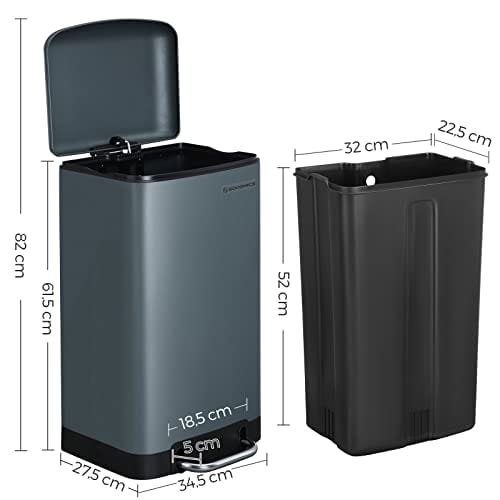 Songmics skräpfack, 30 L köksbink, stålpedalfack med inre hink, rökig grå 4 Songmics skräpfack, 30 L köksbink, stålpedalfack med inre hink, rökig grå - Bild 4