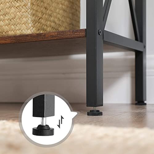 Vasagle bokhylla, kökshylla, fristående hylla, stegställ med 4 öppna hyllor, för korridor, kök, kontor, stabil stålstomme, industriell stil, rustik brun och svart LLS030B01 7 Vasagle bokhylla, kökshylla, fristående hylla, stegställ med 4 öppna hyllor, för korridor, kök, kontor, stabil stålstomme, industriell stil, rustik brun och svart LLS030B01 - Bild 7