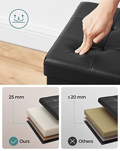 Songmics 80 L Folding Ottoman Bänk Förvaringslåda Vändlock Lastkapacitet på 300 kg 76 x 38 x 38 cm Svart LSF45BK 7 Songmics 80 L Folding Ottoman Bänk Förvaringslåda Vändlock Lastkapacitet på 300 kg 76 x 38 x 38 cm Svart LSF45BK - Bild 7