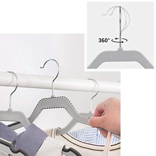 Songmics 20-pack kostymhängare, design med platt huvud med 360° vridbar krok, grå 4 Songmics 20-pack kostymhängare, design med platt huvud med 360° vridbar krok, grå - Bild 4