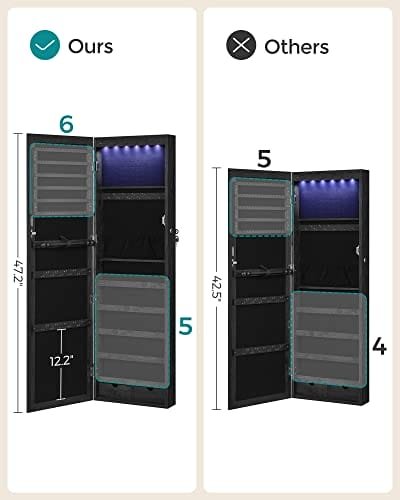 Songmics hängande smyckesskåp, spegelskåp Väggskåp med spegel, Svart 6 Songmics hängande smyckesskåp, spegelskåp Väggskåp med spegel, Svart - Bild 6