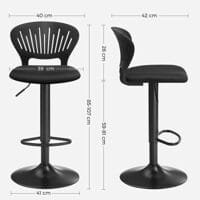 Songmics 2 köksstolar Höjdjusterbar med kronformat ryggrest roterar 360 °, Svart 4 Songmics 2 köksstolar Höjdjusterbar med kronformat ryggrest roterar 360 °, Svart - Bild 4