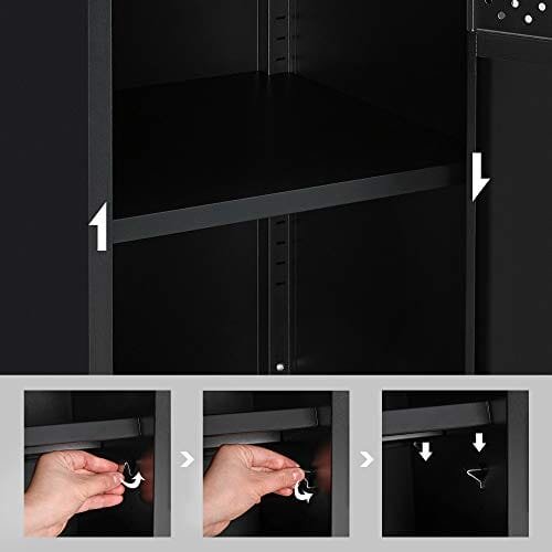 Songmics förvaringsskåp, golvskåp med dörr, skänk med justerbar hylla, rustik brun och svart 6 Songmics förvaringsskåp, golvskåp med dörr, skänk med justerbar hylla, rustik brun och svart - Bild 6