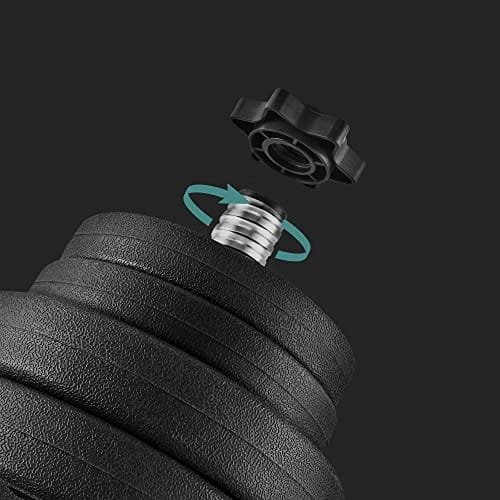 Songmics 2-i-1 hantelset, 2 x 15 kg justerbara hantlar med extra skivstång, plastbelagda viktskivor, fitnessträning, hemmagym, svart 4 Songmics 2-i-1 hantelset, 2 x 15 kg justerbara hantlar med extra skivstång, plastbelagda viktskivor, fitnessträning, hemmagym, svart - Bild 4