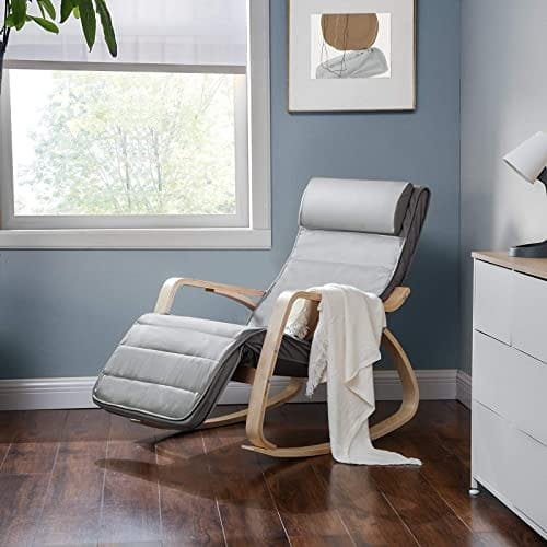 Songmics gungstol med 5 positioner Justerbar fotstödbelastning Ljusgrå 7 Songmics gungstol med 5 positioner Justerbar fotstödbelastning Ljusgrå - Bild 7