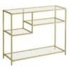 Vasagle konsolbord i guld med glasytor, modern design för hemmet.