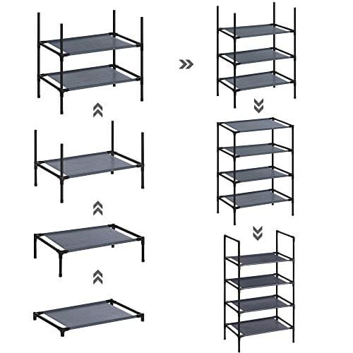 Songmics 4-Tier Shoe Rack, 2 skoförvarings arrangör med metallram, grå 7 Songmics 4-Tier Shoe Rack, 2 skoförvarings arrangör med metallram, grå - Bild 7