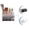 Transparent makeup- och sminkförvaringsbox med 3 lådor och plats för borstar.