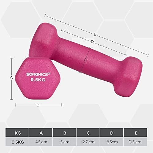 Songmics 2 hantlar, 2 x 0,5 kg icke-halk Neoprene handvikter med matt finish, rosa 2 Songmics 2 hantlar, 2 x 0,5 kg icke-halk Neoprene handvikter med matt finish, rosa - Bild 2