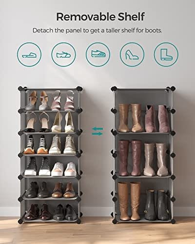 Songmics Interlocking Shoe Rack, förvarings organisator, 10 plats, förvaringshylla, grå 3 Songmics Interlocking Shoe Rack, förvarings organisator, 10 plats, förvaringshylla, grå - Bild 3