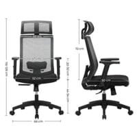 Songmics Ergonomic Office Stol, Mesh datorfåtölj, Svankstöd, Justerbart Nackstöd och Armstöd, Justerbart Ryggstöd Låsbart Upp till 120°, Grå obn55bg 6 Songmics Ergonomic Office Stol, Mesh datorfåtölj, Svankstöd, Justerbart Nackstöd och Armstöd, Justerbart Ryggstöd Låsbart Upp till 120°, Grå obn55bg - Bild 6
