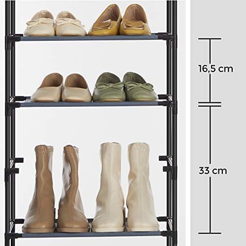 Songmics 4-Tier Shoe Rack, 2 skoförvarings arrangör med metallram, grå 2 Songmics 4-Tier Shoe Rack, 2 skoförvarings arrangör med metallram, grå - Bild 2
