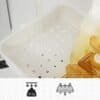 Vitt plastskåp med hål för avrinning och handtag för serveringsvagn.