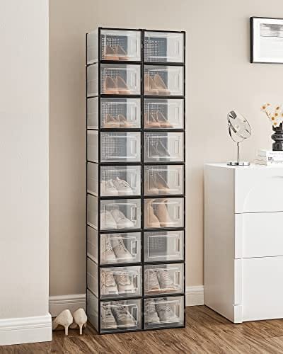 Songmics LSP007B18 Skokartonger Paket med 18 hopfällbara och stapelbara upp till storlek 46 Transparent Black 3 Songmics LSP007B18 Skokartonger Paket med 18 hopfällbara och stapelbara upp till storlek 46 Transparent Black - Bild 3