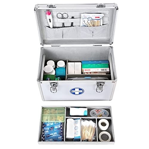 Songmics Första hjälpen-väska Medicin Förvaring Pillbox Läkemedelsmedicin med bärhandtag Bärrem Aluminiumstänger Abs Silvery JBC362S 3 Songmics Första hjälpen-väska Medicin Förvaring Pillbox Läkemedelsmedicin med bärhandtag Bärrem Aluminiumstänger Abs Silvery JBC362S - Bild 3