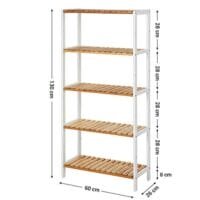 Songmics 5-vånings förvaringshyllor för badrum, kökshylla i bambu, vit och naturlig 5 Songmics 5-vånings förvaringshyllor för badrum, kökshylla i bambu, vit och naturlig - Bild 5