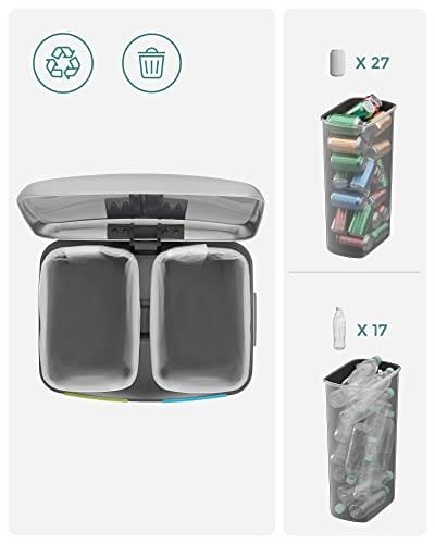 Songmics Dubbel skräpfack, 2 x 20 l Kökfack, dubbelfack Metall Step Bin, med plastiska inre hinkar, mjuka Close-lock och handtag, lukttätning, silver LTB40NL 3 Songmics Dubbel skräpfack, 2 x 20 l Kökfack, dubbelfack Metall Step Bin, med plastiska inre hinkar, mjuka Close-lock och handtag, lukttätning, silver LTB40NL - Bild 3