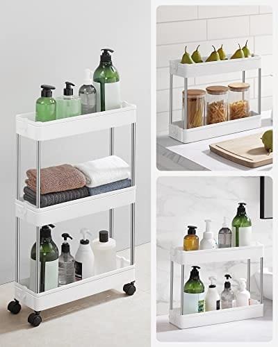 Songmics 3-lagers förvaringsvagn, köksvagn på hjul, 42 x 13,5 x 61 cm, vit 7 Songmics 3-lagers förvaringsvagn, köksvagn på hjul, 42 x 13,5 x 61 cm, vit - Bild 7