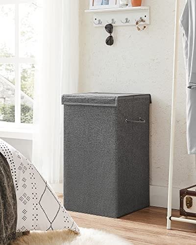 Songmics 85L tvättkorg med magnetlock och handtag, tvätthamare, hopfällbart, mörkgrå 3 Songmics 85L tvättkorg med magnetlock och handtag, tvätthamare, hopfällbart, mörkgrå - Bild 3