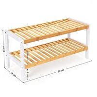 Songmics 2-lagers skoställ i bambu, förvaringshylla, 70 x 26 x 33 cm - Bild 4