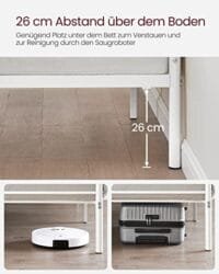 Vasagle  dubbelsäng ram metall sängram passar 140 x 190 cm madrass, vit - Bild 5