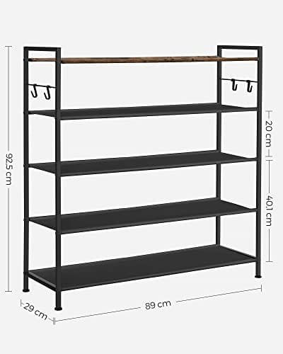 Songmics 5-lagers metall skoställ, Oxford tyghyllor, 29 x 89 x 92,5 cm, rustikt brunt och svart 5 Songmics 5-lagers metall skoställ, Oxford tyghyllor, 29 x 89 x 92,5 cm, rustikt brunt och svart - Bild 5