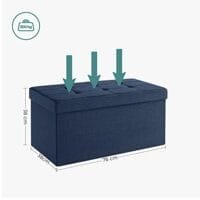 Songmics förvaring ottomansk bänk, kista med lock, hopfällbar sits, sovrum, hall, utrymmesbesparande, 80L kapacitet, rymmer upp till 300 kg, vadderad, mörkblå LSF47in 6 Songmics förvaring ottomansk bänk, kista med lock, hopfällbar sits, sovrum, hall, utrymmesbesparande, 80L kapacitet, rymmer upp till 300 kg, vadderad, mörkblå LSF47in - Bild 6