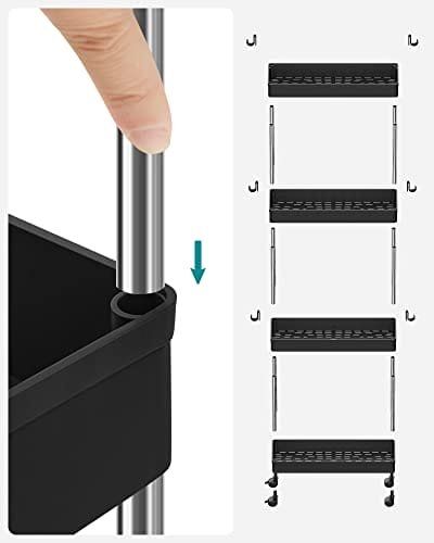 Songmics förvaringsvagn, slimmad vagn, 4-lagers köksförvaringsvagn, badrumsvagn med smala gap med hjul och handtag, 40 x 13 x 93 cm, svart KSC018B01 6 Songmics förvaringsvagn, slimmad vagn, 4-lagers köksförvaringsvagn, badrumsvagn med smala gap med hjul och handtag, 40 x 13 x 93 cm, svart KSC018B01 - Bild 6